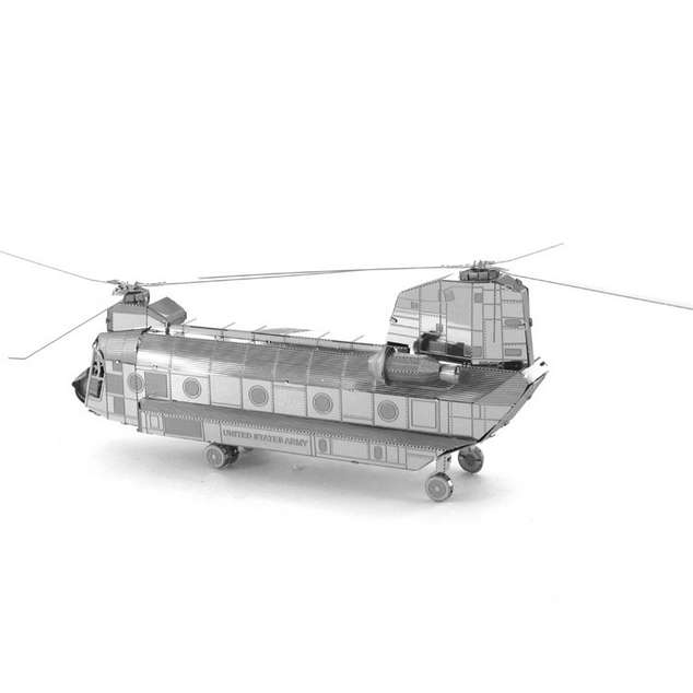 Aipin DIY 3D Puzzle Stainless Steel Model Kit Chinook Helicopter Silver Color