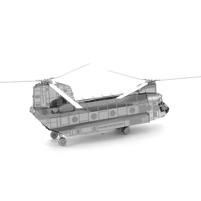 Aipin DIY 3D Puzzle Stainless Steel Model Kit Chinook Helicopter Silver Color