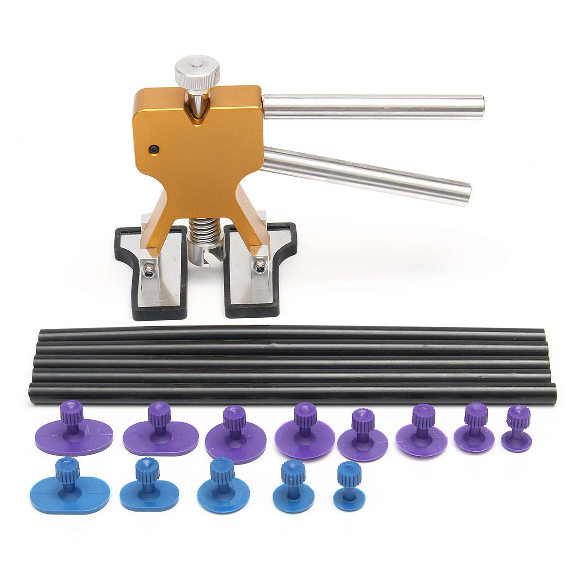 Car Body Paintless Dent Repair Tools PDR Puller + 12 Puller Tabs & 5 Glue Stick
