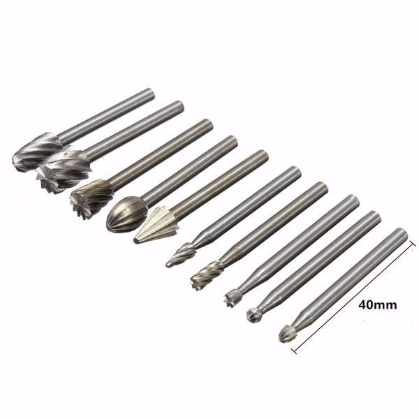 Drillpro RB2 10pcs HSS Router Bits Burr For Dremel and Rotary Engraving Woodworking Tool