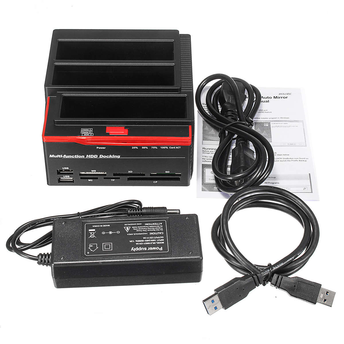 US 2.5"3.5" ALL In One USB3.0 To SATA IDE HDD SSD Hard Drive Enclosure Offline Clone Card Reader Hub