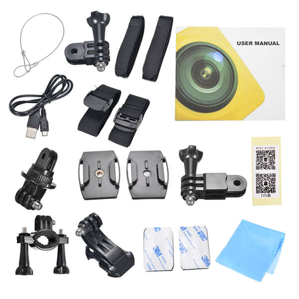 CUBE 360 Degree Camera Yellow Support Micro SDHC with Accessories