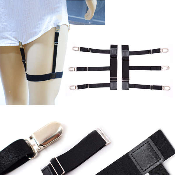 Men Shirt Stays Garters Leg Suspenders Adjustable Elastic Shirt Holder Casual Leg Braces