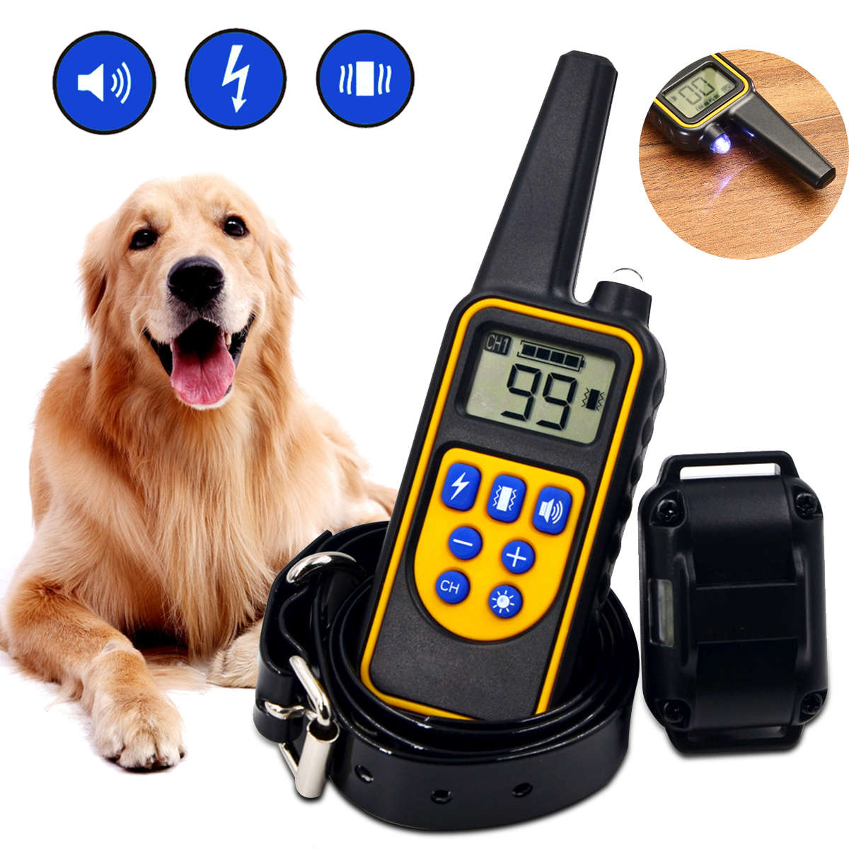 LCD Dog Pet Training Collar 1-99 Level Remote Control Shock Vibration Beep Light US Regulations