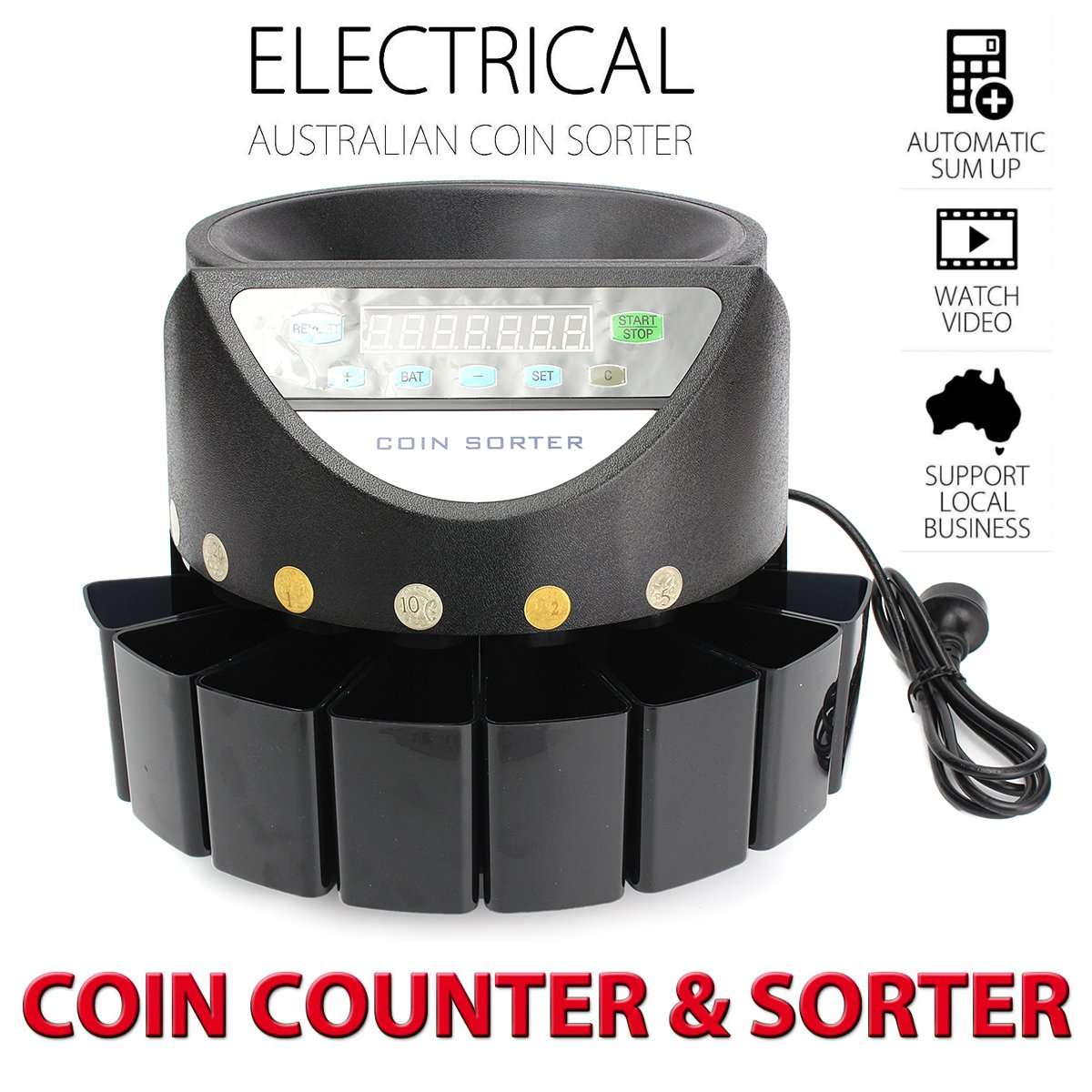 LED Display Digital Automatic Electronic Australian Coins Counter Sorter Machine
