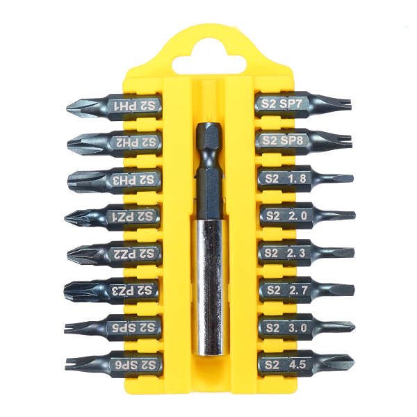 BROPPE 17Pcs 1/4 Hex Shank U/Y/Triangle/Phillips/POZI Screwdriver Bits Set with Magnetic Holder