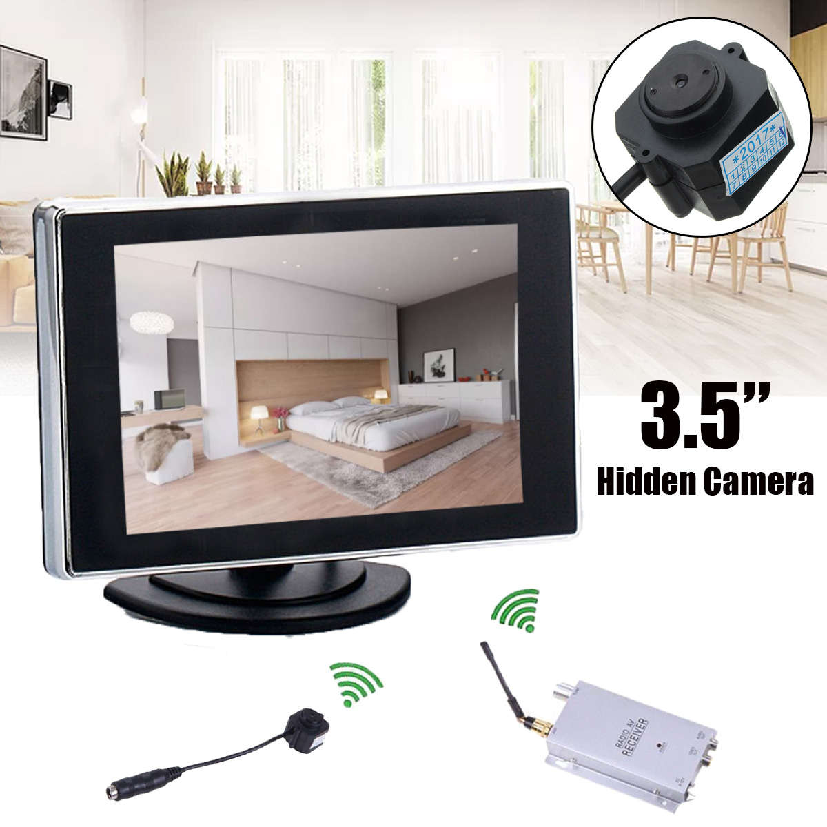 Wireless Mini Hidden CCTV Video Camera Indoor Home Security + Receiver Kit