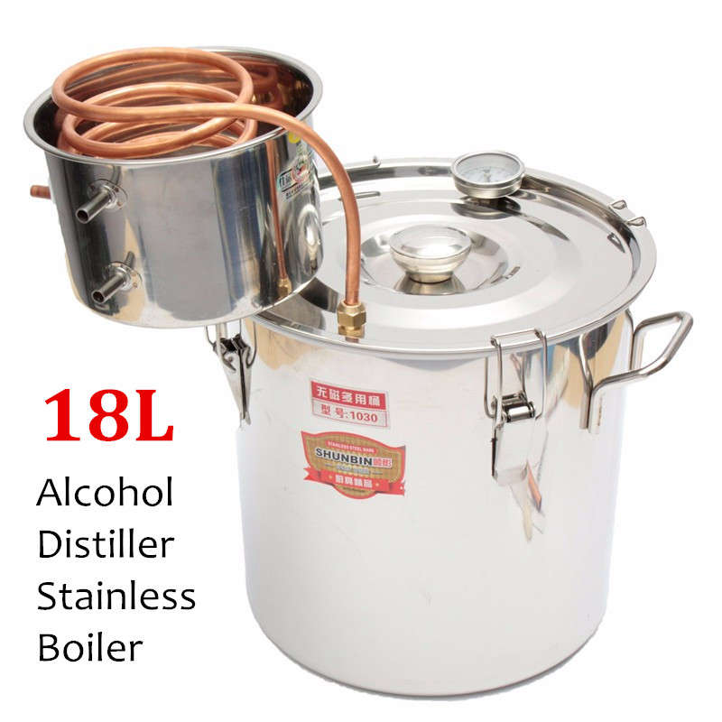 18L Copper Moonshine Ethanol Alcohol Water Distiller Still Stainless Boiler Still Stainless Boiler