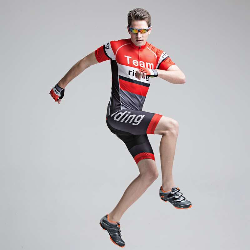 Forider Men Summer Sports Cycling Shorts Bicycle Jersey Quick Dry Cycling Short Sleeve Set Polyester