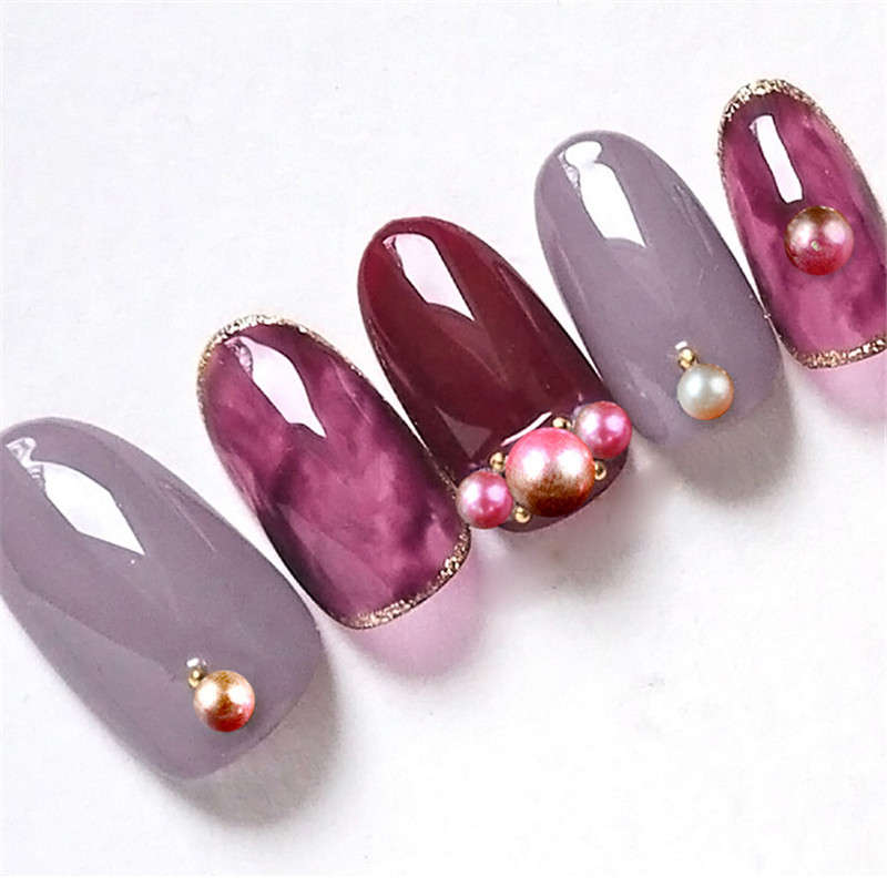 6 Color Nail Cotton Pearl Beads Mixed Size Art Decoration