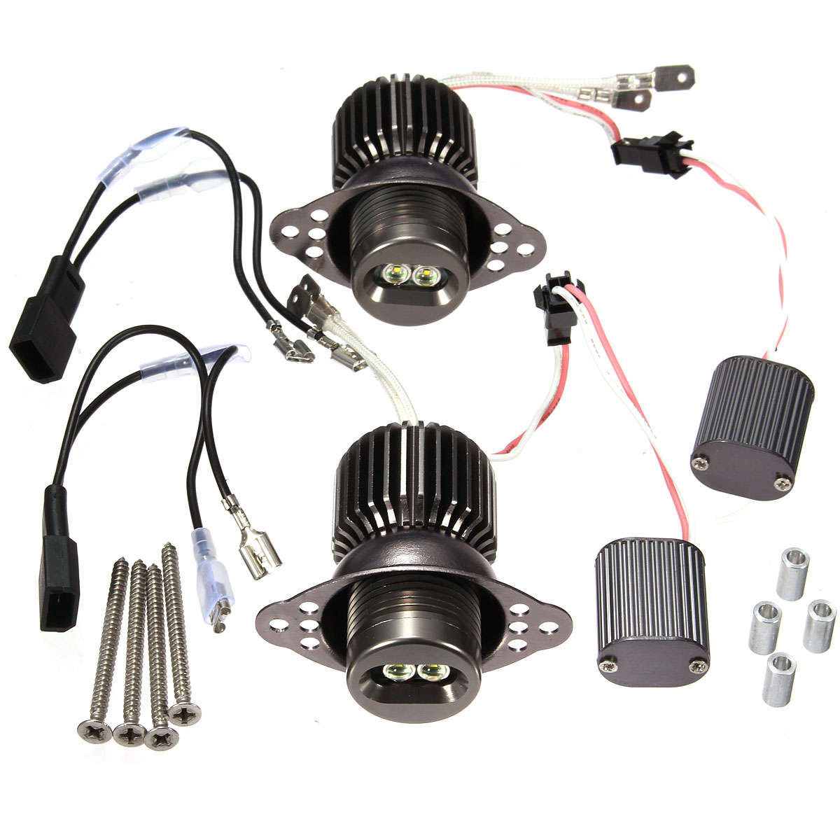 Pair 20W LED Angel Eyes Halo Ring Light Side Marker Bulb Error Free For BMW E90 E91