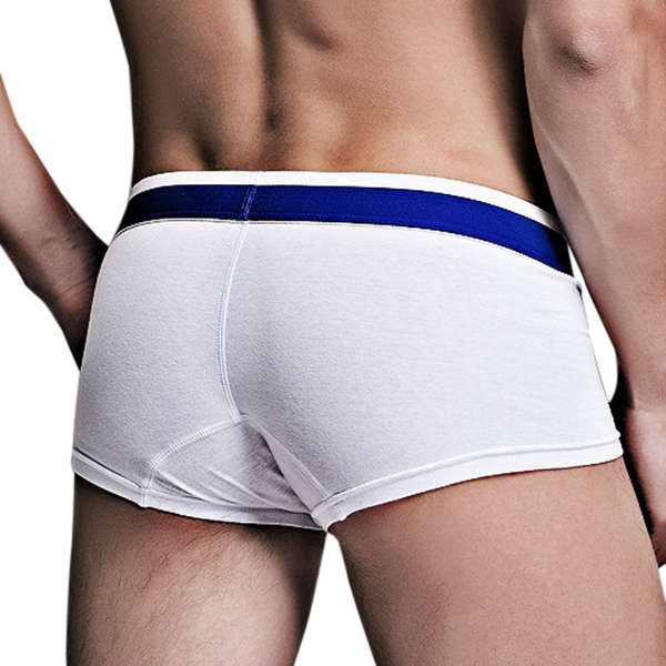 SUPERBODY Sexy Laced Up Underwear Cotton Breathable Low Waist Stitching Color U Convex Men Boxers