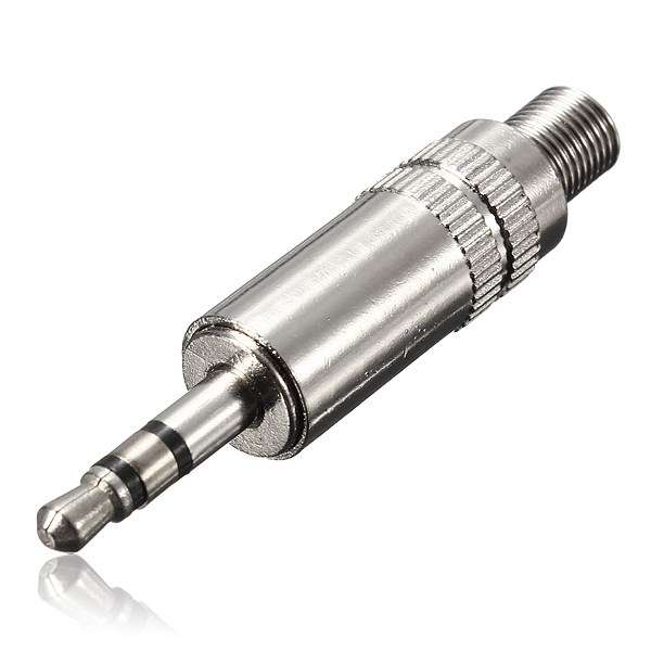 3.5mm 3 Pole Silver Male Repair Headphones Audio Jack Plug Connector