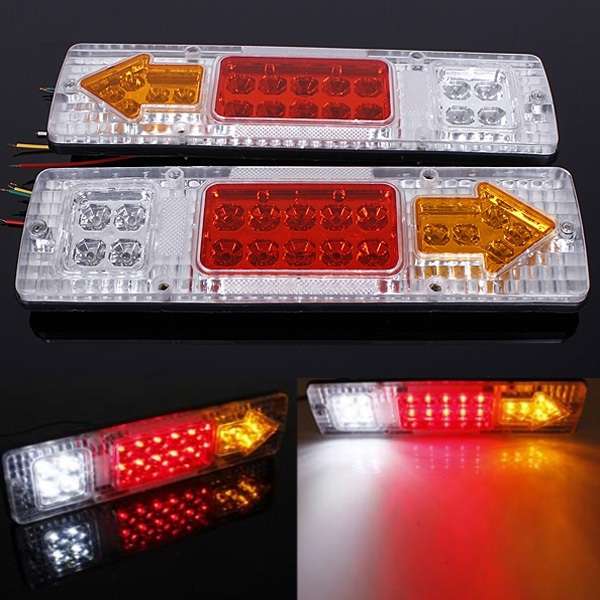 2Pcs 12V 19 LED Car Truck Trailer Tear Tail Stop Light Indicator Lamp