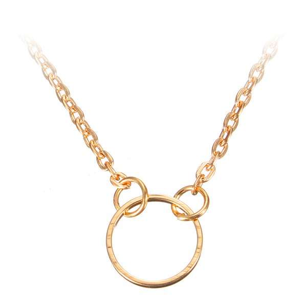 Gold Silver Circle Clavicle Chain Pendant Necklace For Women