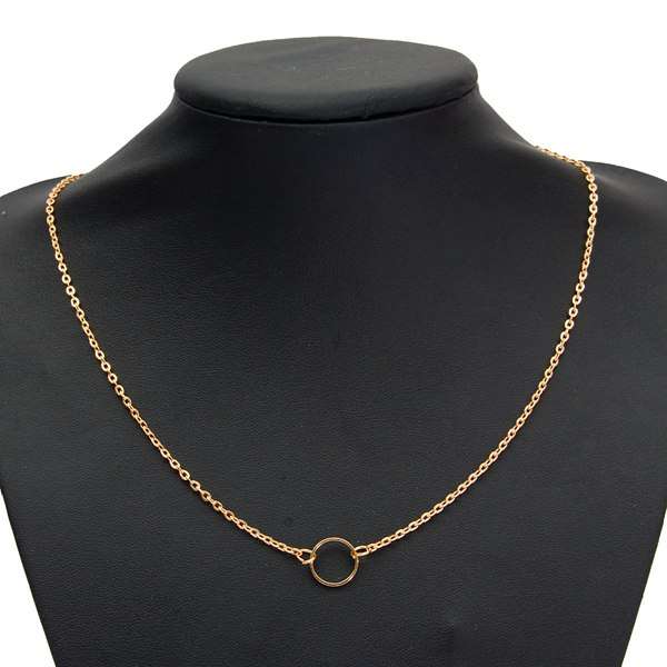 Gold Silver Circle Clavicle Chain Pendant Necklace For Women