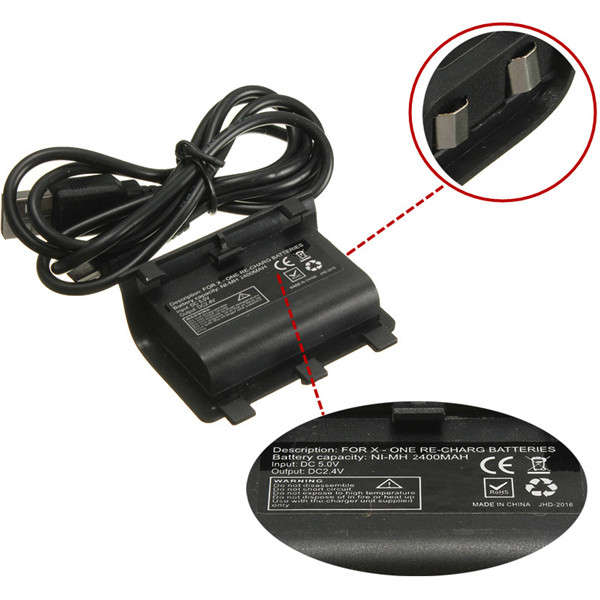 2400mah Rechargeable Battery Pack & Cable For Xbox One Play Charge Kit