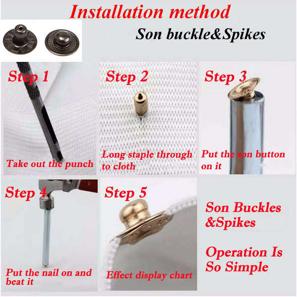 15Set 15mm Black Press Studs Snap Popper Fastener Sewing Leather Buttons DIY Craft Kit