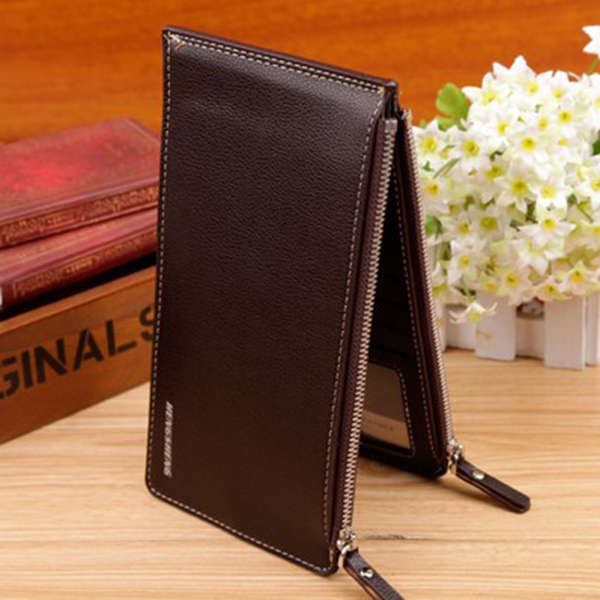 Men Genuine Leather 15 Card Slots Long Wallet Secretary Wallet Organizer Checkbook Card Case