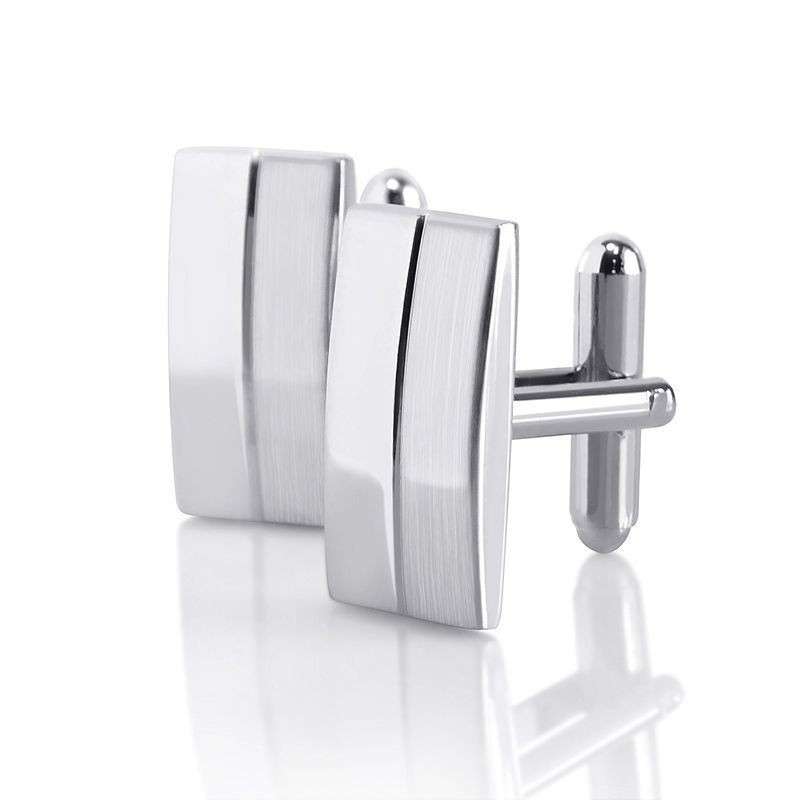 Men Male Silver Rectangle Cufflinks Wedding Gift Suit  Shirt Accessories