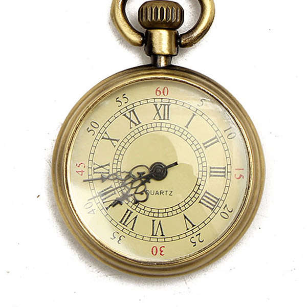 DEFFRUN Vintage Bronze Yellow Color Dial Roman Number Chain Pocket Watch