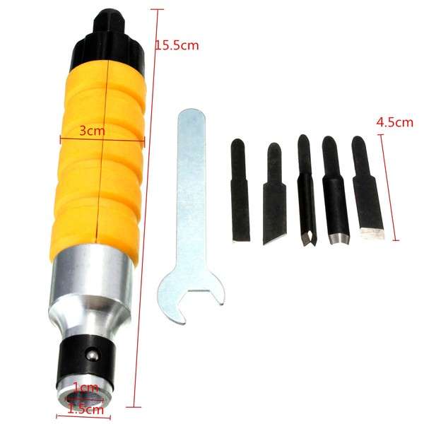 Drillpro Woodworking Carving Chisel Carving Machine Tool with 5 Carving Blades