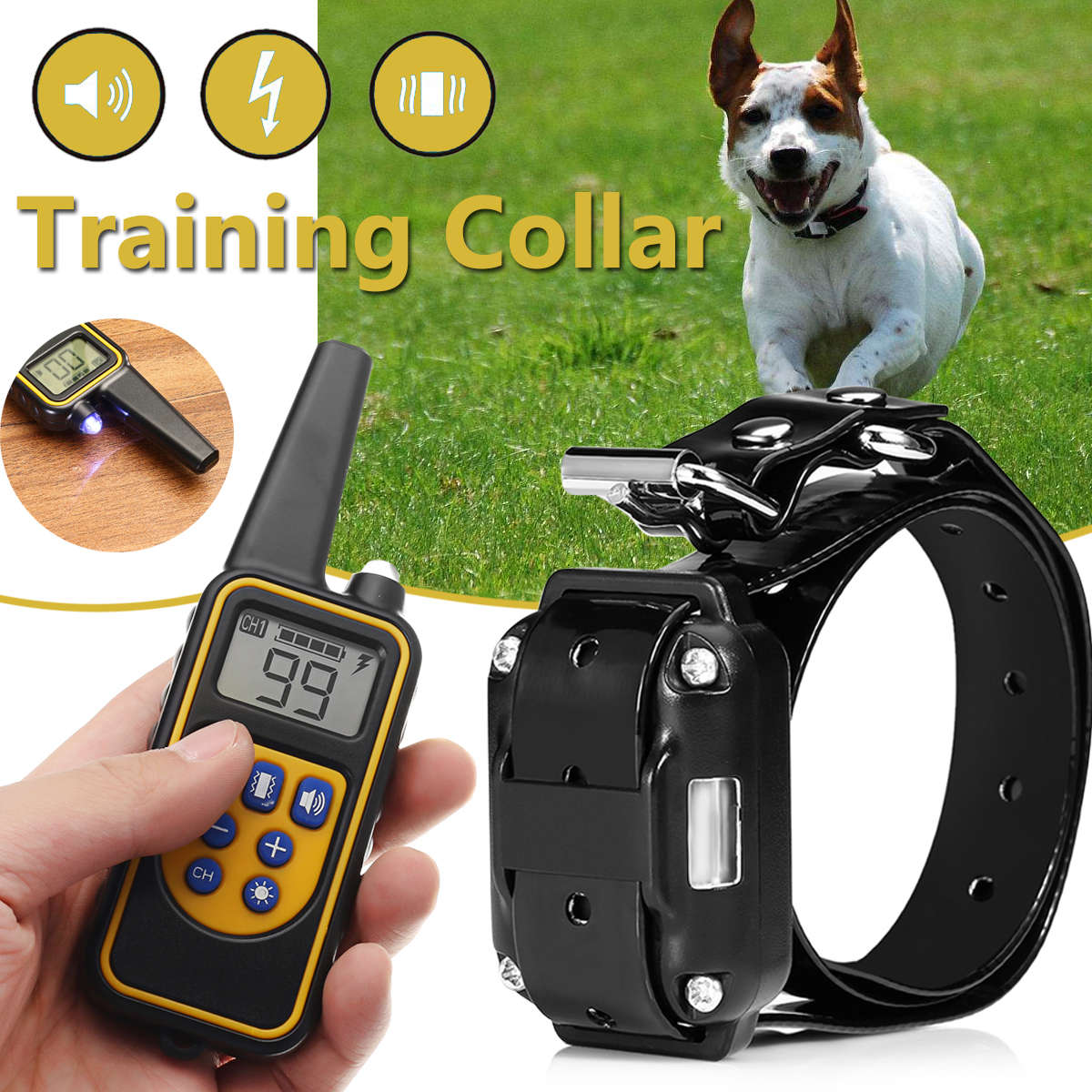LCD Dog Pet Training Collar 1-99 Level Remote Control Shock Vibration Beep Light US Regulations