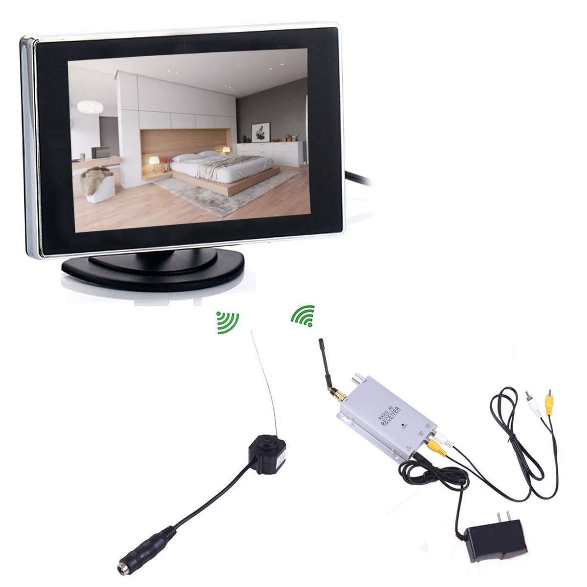 Wireless Mini Hidden CCTV Video Camera Indoor Home Security + Receiver Kit