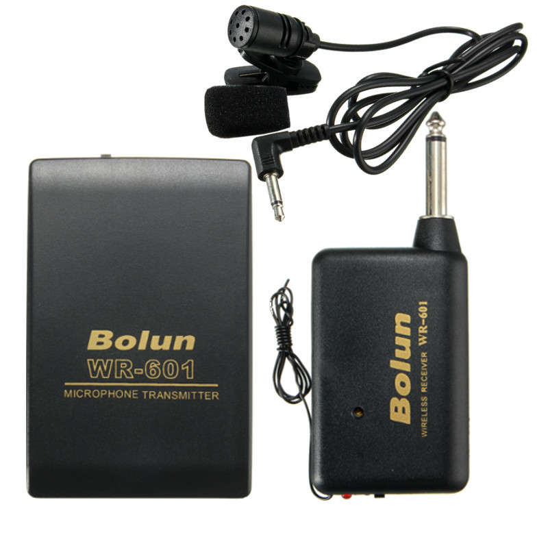Wireless FM Transmitter Receiver Lavalier Lapel Clip Microphone Mic System