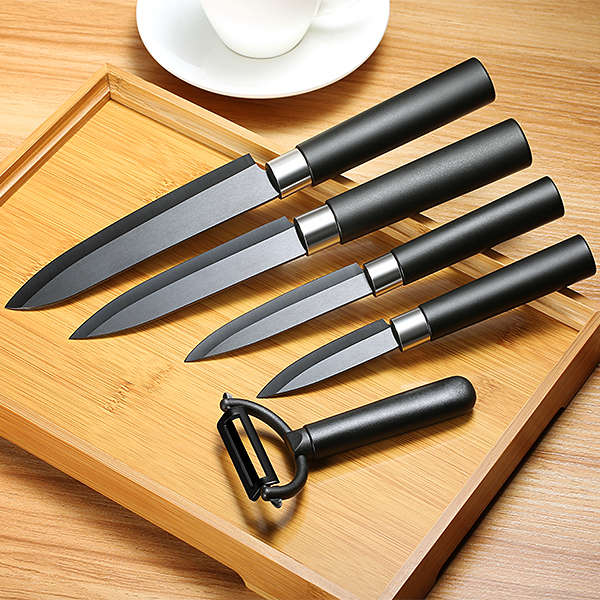 KCASA KC-CF007 Black Ceramic Knife Sets Kitchen Cutlery Rust Proof Chef Knife Slicer Peeler Cutter