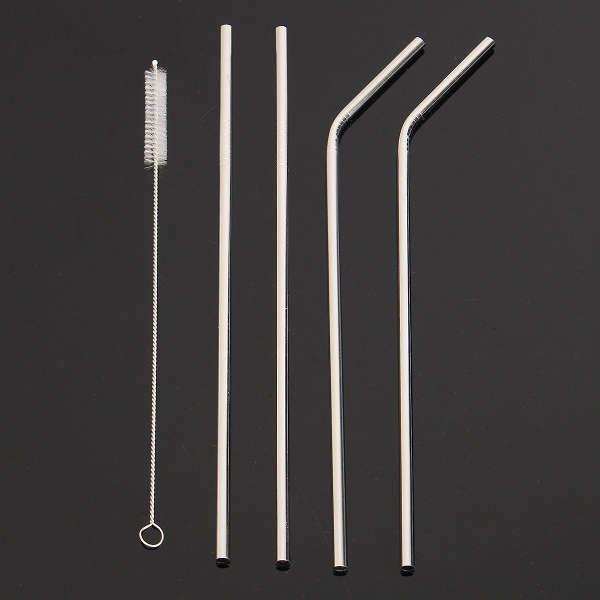 4PCS Reusable Stainless Steel Drinking Straws with Brush