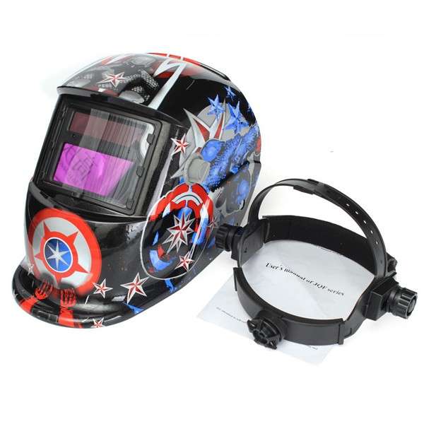 Solar Welder Mask Helmet Electric Welding Auto Darkening Welding Helmet Captain America Pattern
