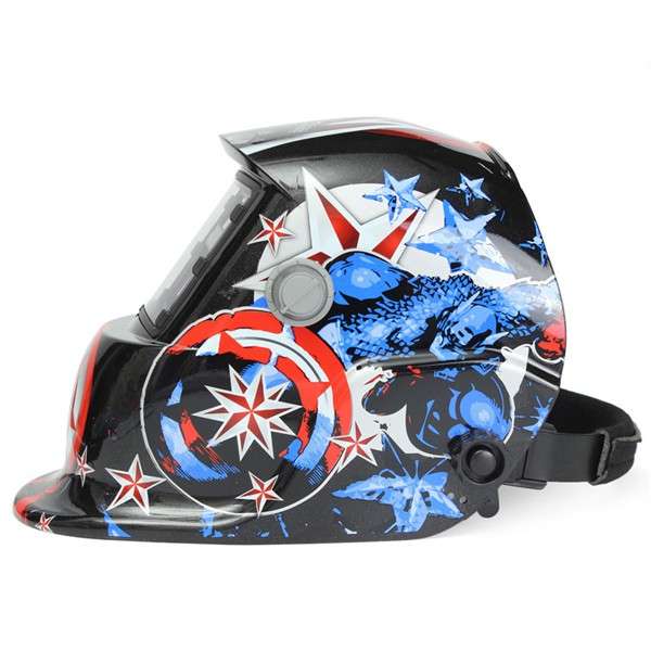 Solar Welder Mask Helmet Electric Welding Auto Darkening Welding Helmet Captain America Pattern