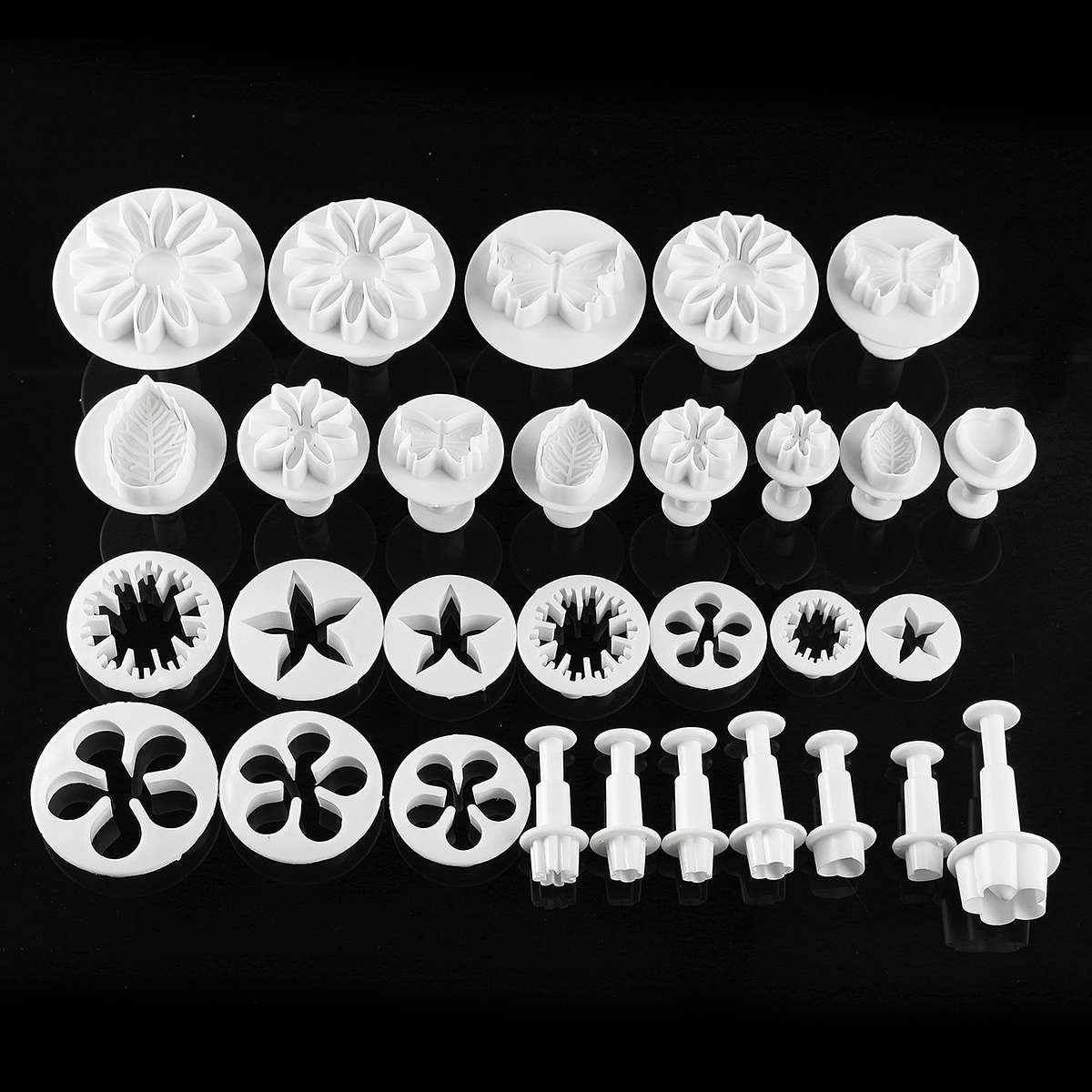 43pcs Sugarcraft Cake Decorating Fondant Rolling Pin Modelling Tool Embosser Mould