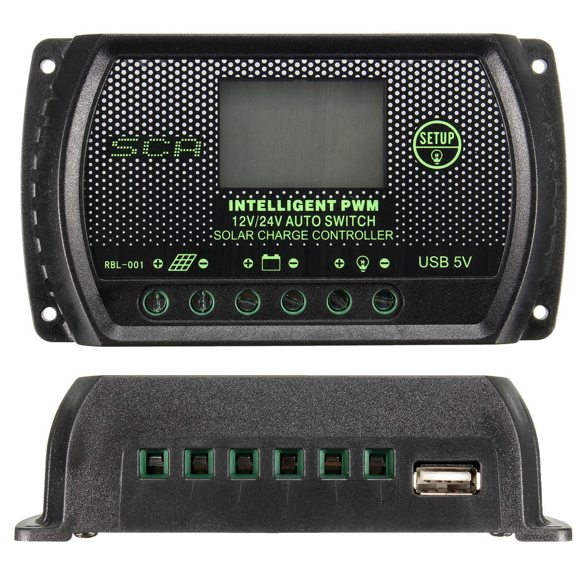 10A 20A 30A PWM LCD USB Solar Panel Battery Regulator Charge Controller 12V 24V