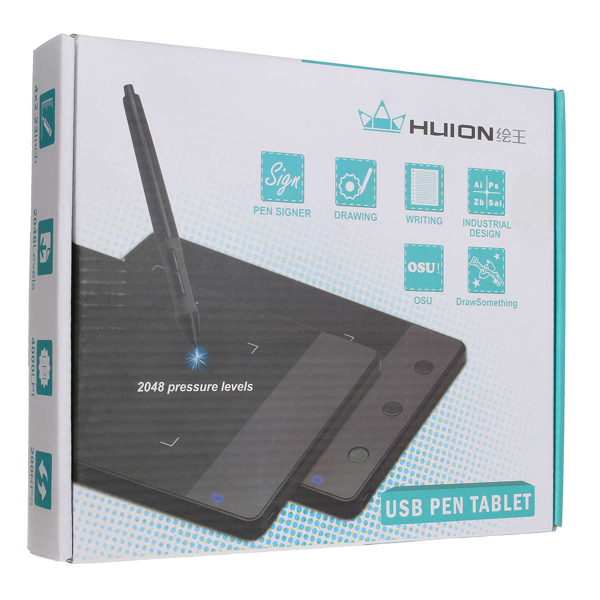 Huion H420 4" x 2.23" USB Art Design Graphics Tablet Drawing Pad with Digital Pen