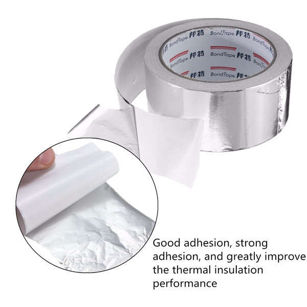 50mm x 25M Silver Aluminum Foil Tape Heat Reflection Self Adhesive Seal Ring Roll Tape
