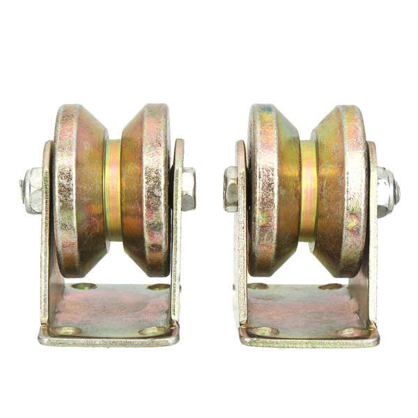 2pcs 660lb 2 Inch V Type Wheel Sliding Gate Roller Steel Wheel Track Rail with Bracket Casters