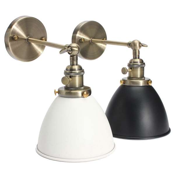 E27 Vintage Antique Industrial Bowl Sconce Loft Rustic Stair Wall Lamp Light Fixture