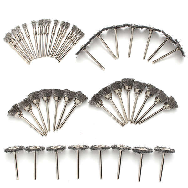 45pcs Steel Wire Wheel Brushes Set Dremel Accessories for Rotary Tools Grinding Brush