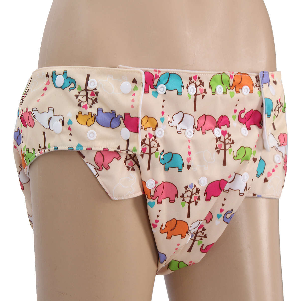 Washable Adult Printed Diaper Reusable Cloth Elder Incontinence Aid Nappy