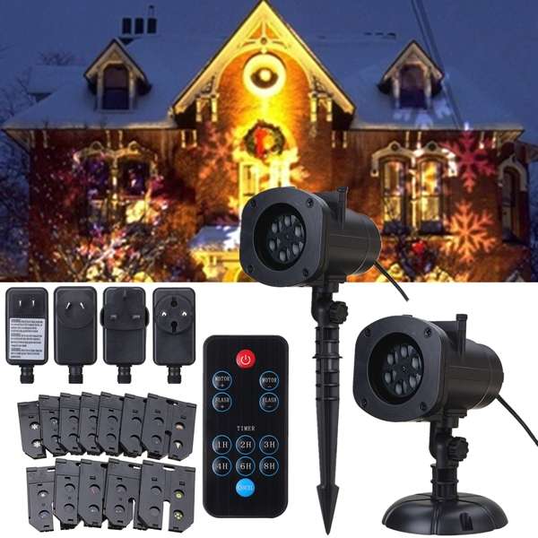2 X 12 Patterns 4W LED Remote Projector Stage Light Moving Laser Spotlightt for Christmas Halloween