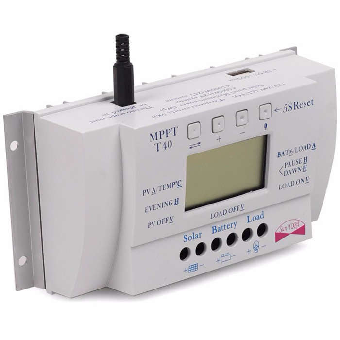 T40 40A MPPT Solar Charge Controller Regulator 12V 24V Auto LCD Display Controller with Load Dual Ti