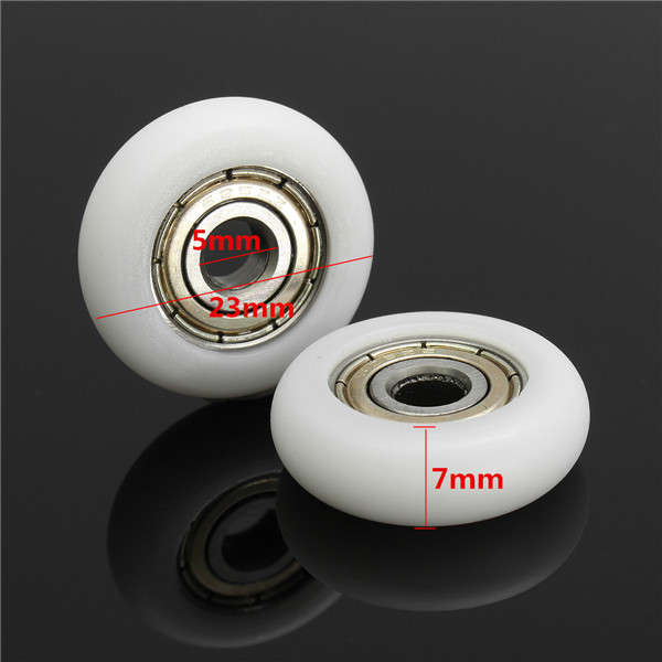 10pcs 5*23*7mm Nylon Plastic Carbon Steel Bearings Pulley Wheels Embedded Groove Ball Bearings