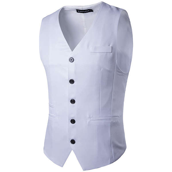Mens Slim Fit Solid Color Single-breasted Buttons Waistcoat Fashion Business Casual Vest