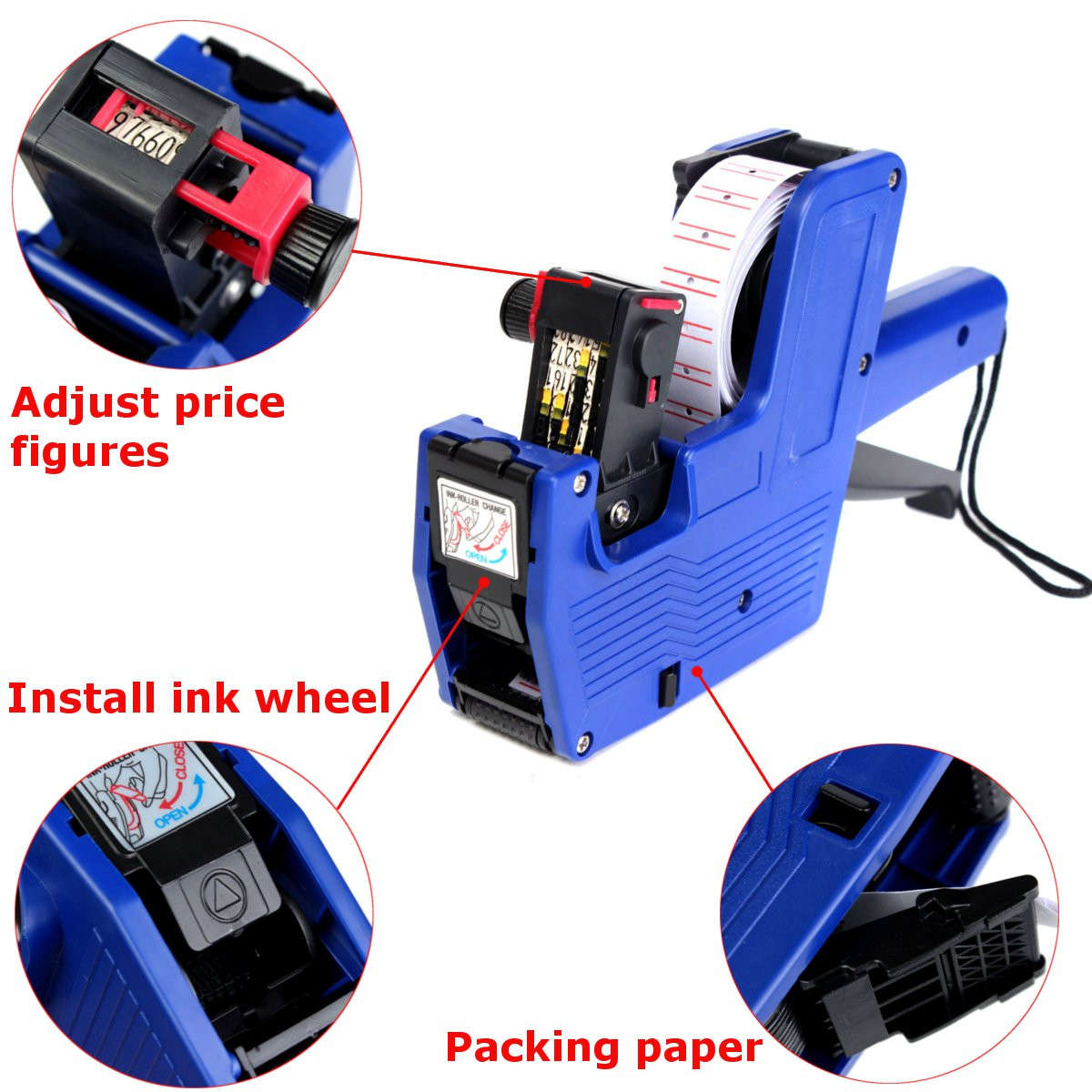 MX-5500 8 Digits Price Tag Labeler Supermarket Labeller Label Paper Ink Gun