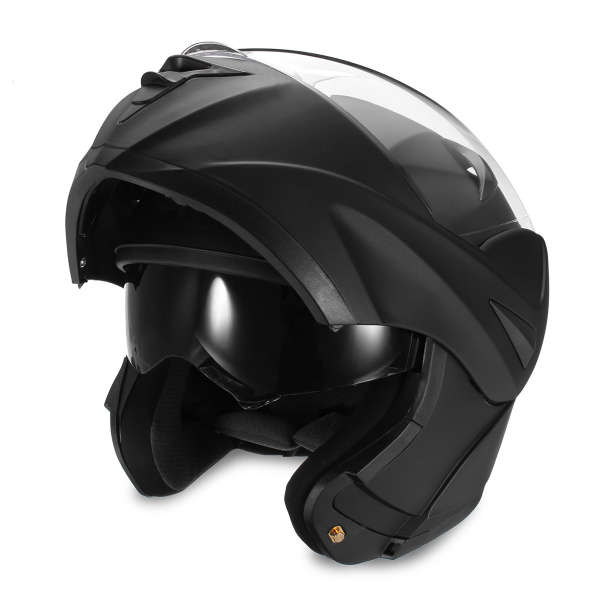 Motorcycle Helmet Full Face Dual Visor Modular Open Double Lens Safety Matte Black