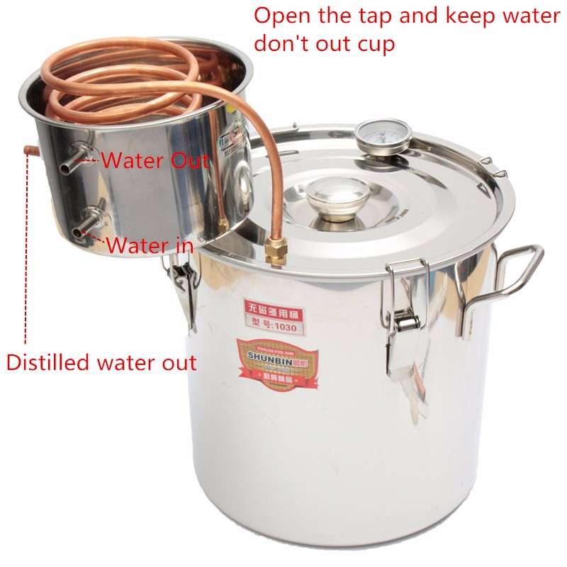18L Copper Moonshine Ethanol Alcohol Water Distiller Still Stainless Boiler Still Stainless Boiler