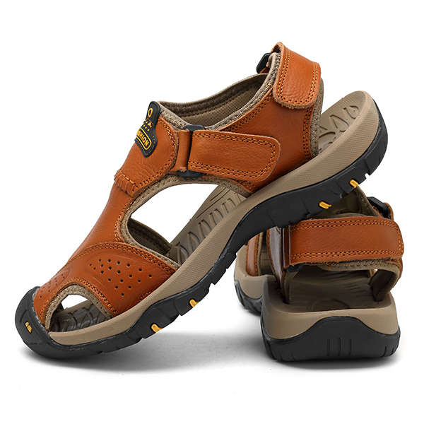 Men Anti Collision Toe Comfy Casual Leather Sandals