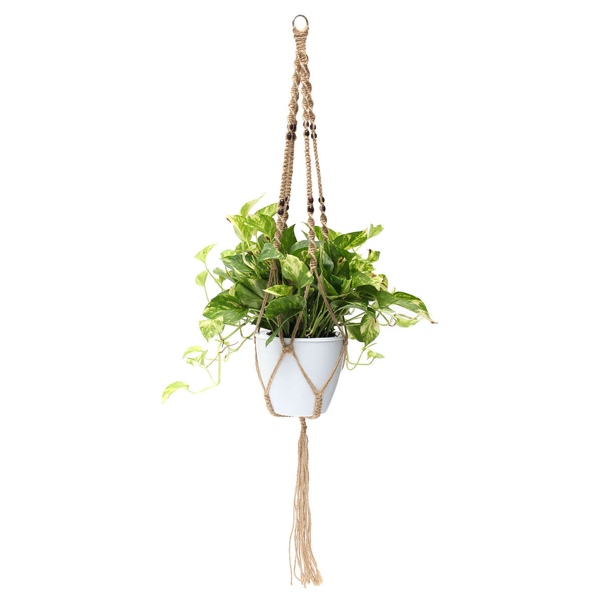48'' 4 Legs Macrame Plant Hanger Holder Hanging Planter Basket Jute Rope Beads